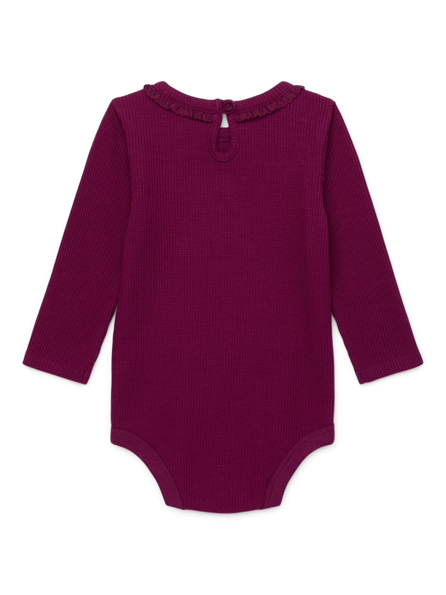 Garanimals Baby Girl Holiday Neck Trim Thermal Bodysuit, Sizes 0-24 Months