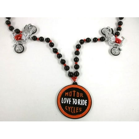 Harley Davidson Motorcycle Mardi Gras Beads Party Favors "Love To Ride" Bead