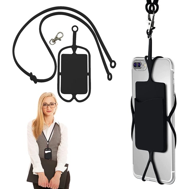 Arnés para teléfono con clip, collar de cordón para teléfono de silicona con identificación y crédito