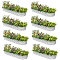 Anleolife 8 PACK 12x3x1.5 ft Galvanized Raised Garden Beds Outdoor, Oval Extra Large Metal Planter Box for Planting Vegetables Flowers Herb, Anti-Rust, Antique White