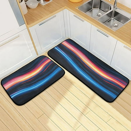 

Ripple Pattern 2 Piece Non Slip Kitchen Mat Set with Soft Memory Foam Padding
