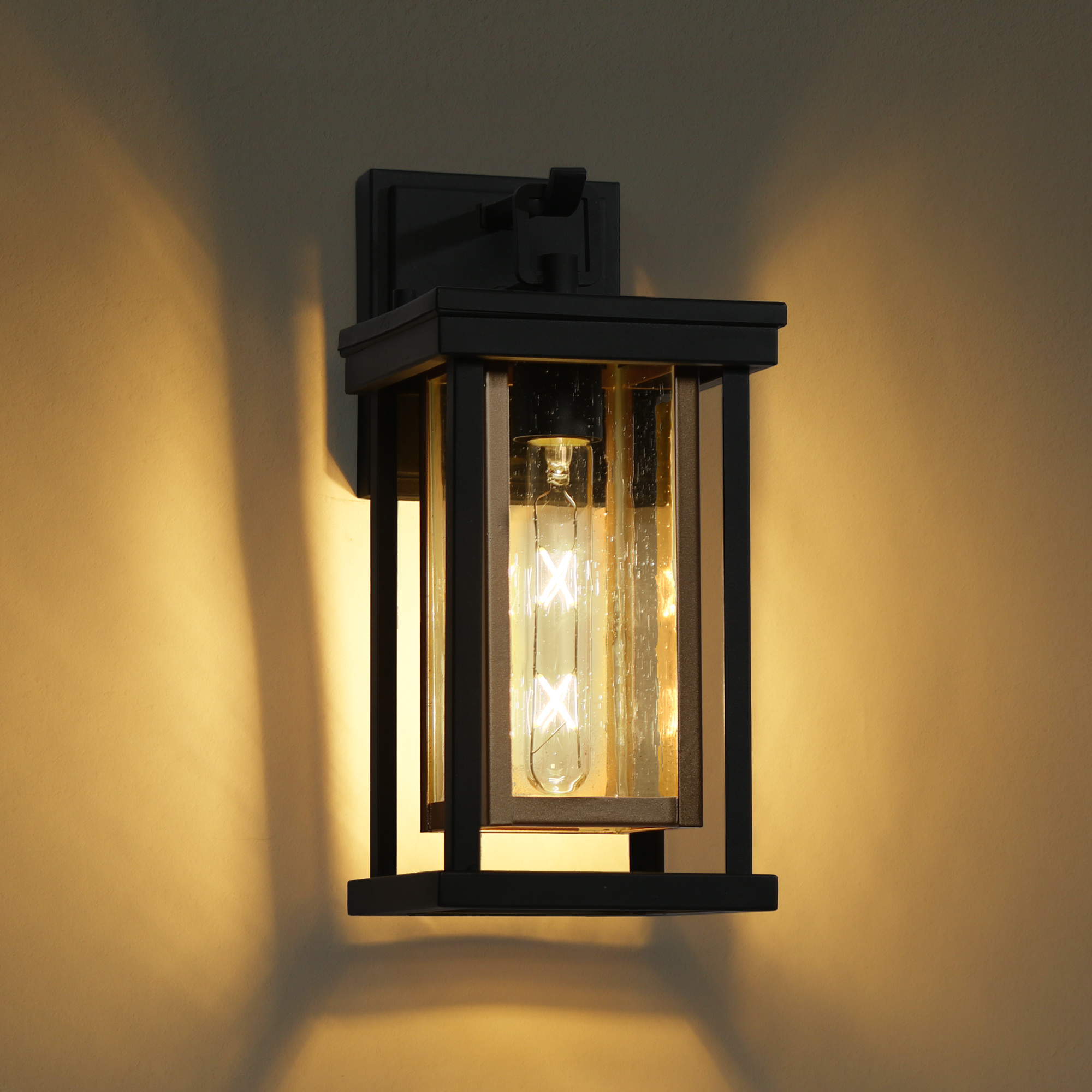 LNC Hewifda 1-Light 13.6-in H Matte Black LED Outdoor Wall Light