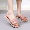thumbnail image 3 of Summer Slippers, Women Sandals Braided Texture Open Toe Summer Flat Antislip Sliders Slippers for Beach, 3 of 4