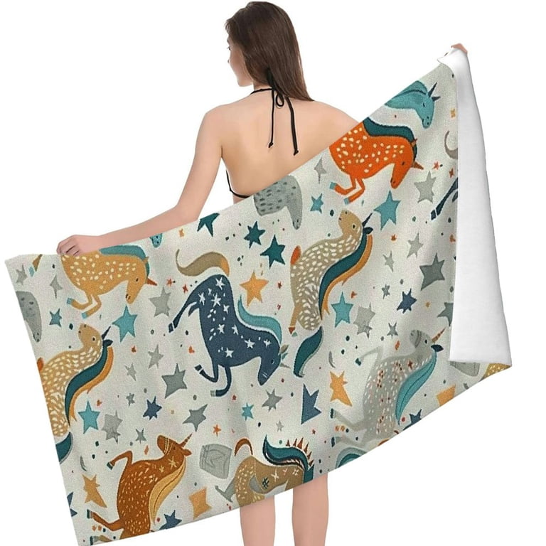 Horses Microfiber Sand Free Beach Towel - Quick Dry, Super Absorbent, Lightweight For Travel, Pool, Camping (30"x60")