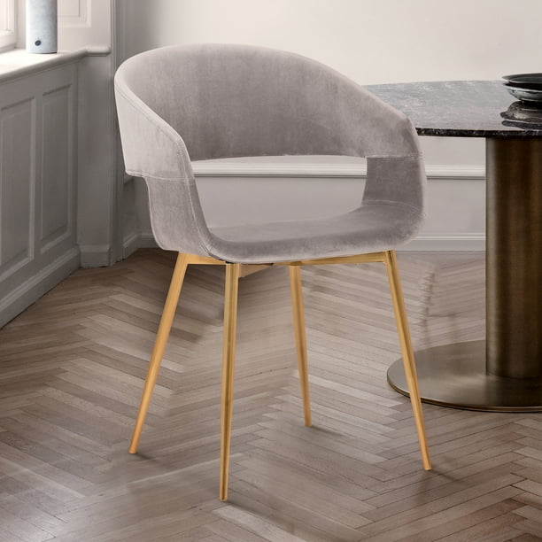 Jocelyn Mid-Century Grey Dining Accent Chair with Gold Metal Legs