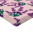 thumbnail image 4 of Ambesonne Lavender Pattern Fitted Sheet, Botany Artwork, Full Size, Jade Green and Purple, 4 of 5