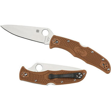 Spyderco Endura 4 Lightweight Brown FRN Flat Ground PlainEdge Folding (Best Lightweight Knife For Backpacking)
