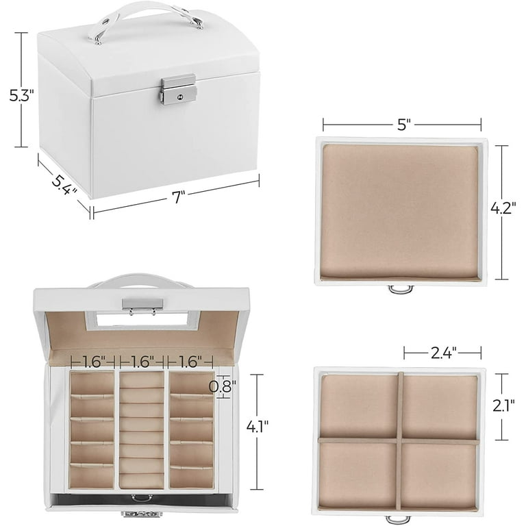 SONGMICS Compact Jewelry Organizer with 2 Drawers White