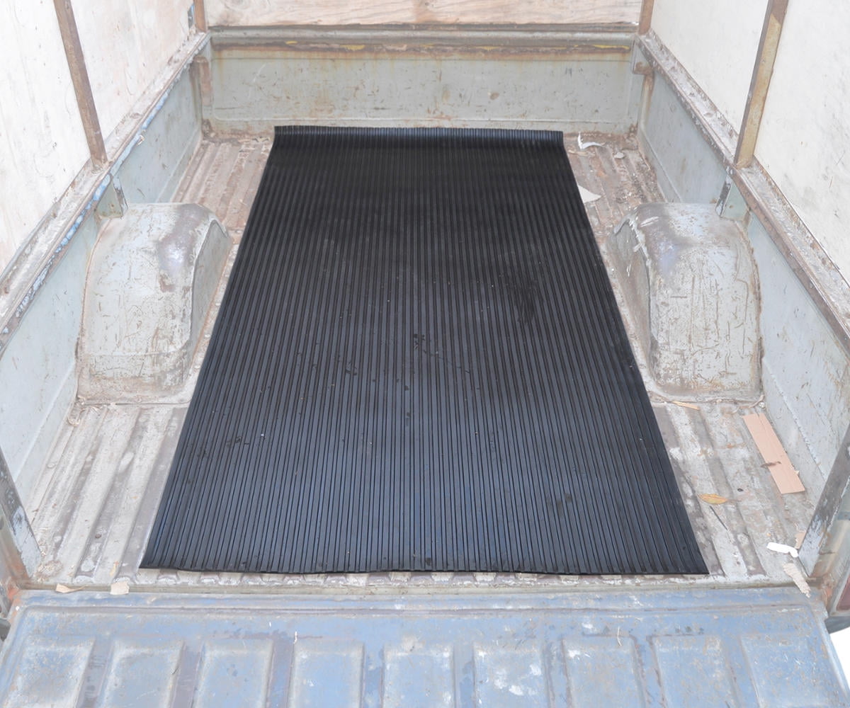 BDK M330 Heavy-Duty Utility Truck Bed Mat - Extra-Thick 4' x 8' Foot Universal Size Rubber Cargo Liner, Durable All-Weather Protection, Trim-To-Fit Design, Black