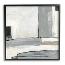 Stupell Abstract Grey Geometric Shapes Abstract Painting Black Framed Art Print Wall Art