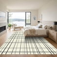 thumbnail image 3 of ODIKA 6'x9' Machine Washable Non-Slip Area Rug, Minimalist Geometric Ivory and Black with Intersecting Lines High Traffic Rug, Beige, 890994, 3 of 7