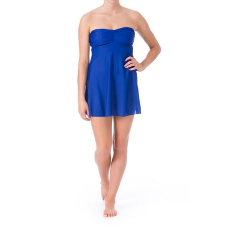 Eco Swim Womens Strapless Bandeau Dress Swim Cover-Up