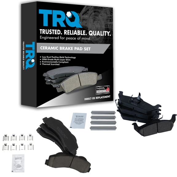 TRQ Premium Posi Ceramic Brake Pad Set Front & Rear Kit for 10-11 Ford F150 BFA12972