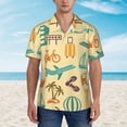 thumbnail image 3 of Travel Symbols Mens Hawaiian Shirt Short Sleeve Casual Button Up Tropical Summer Beach Shirt, 3 of 9