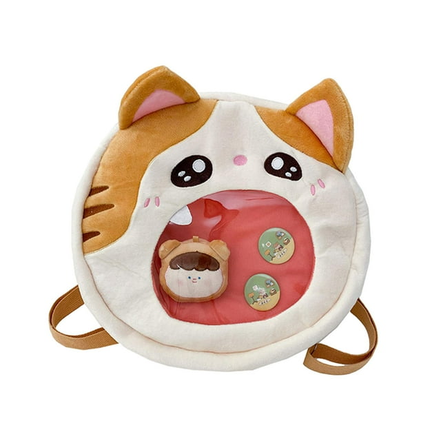 Mochila Jinwen de Crossbody de Gato de Dibujos Animados Amarillo con Muñeca
