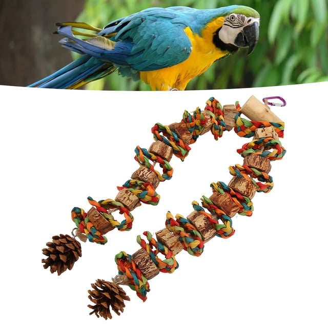 Safe Log ParakeetsChewing Toy Beak Grinding Beak Exercise Toy For Parrots Log Nut Pine Cone Corn Leaf Hanging Bird Cage Toys For Medium Large Birds Nut