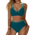 thumbnail image 6 of Dezsed Women's High Waisted Bikini Sets Two Piece Swimsuit Tummy Control Bathing Suit Color Block Swimwear 2025 Swim Suit Green L, 6 of 6