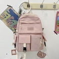thumbnail image 2 of Mochila Mochila de gran capacidad Mochila de libro escolar de estudiante de lona simple (rosa), 2 of 9