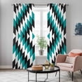 thumbnail image 5 of Turquoise Aztec Kitchen Curtains 84 Inch Length, Black White Southwest Vintage Geometric Grommet Top Bedroom Living Room Curtains, Light Filtering Cafe Curtain Drapes 2 Panels Set 84''x84'', 5 of 9
