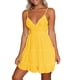 thumbnail image 1 of Vestido midi de verano sin mangas con cuello en V y corte A para mujer - Vestido de playa con volantes de poliéster, 1 of 7