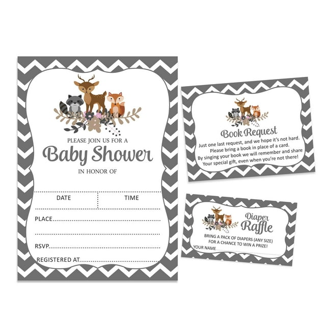 Inkdotpot Set Of 30Jungle Animals Baby Shower Invitations-Diaper Raffle Tickets And Baby Shower Book Request Cards Gender Neutral Invites Its A Boy Its A Girl