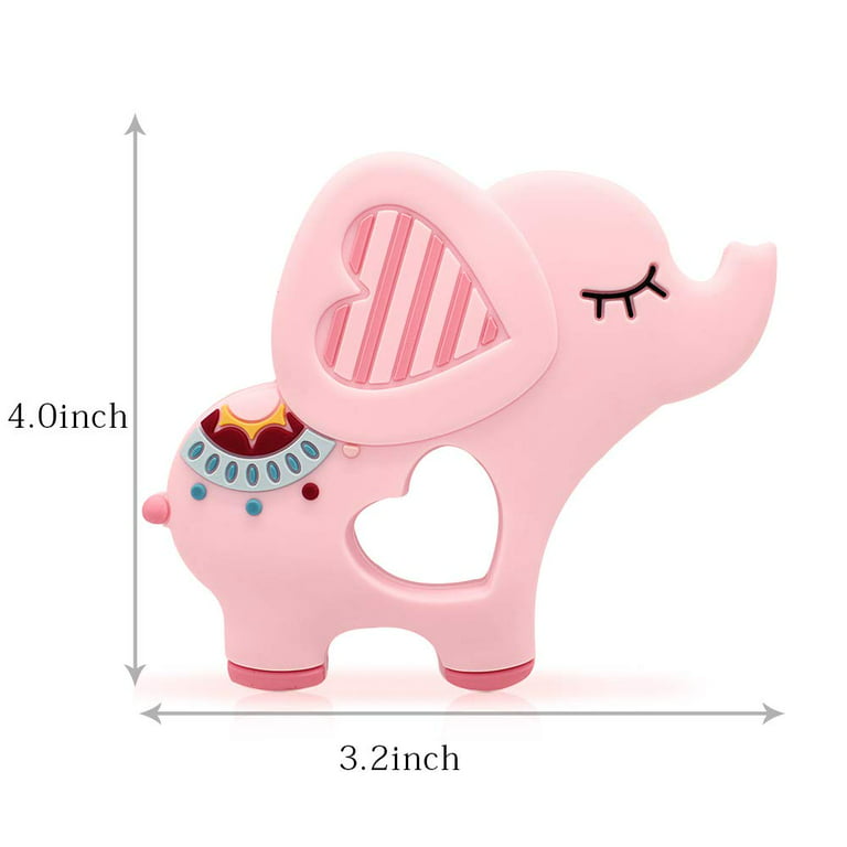 LNKOO Baby Teething Toys, Elephant Teether Pain Relief Toy for Newborn  Babies, Freezer Safe Neutral Shower Gift for Boy and Girl 