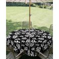 thumbnail image 2 of Black White Leaves Outdoor Tablecloth with Umbrella Hole, Spring Pastoral Rustic Botanical Spillproof Waterproof Outdoor Table Cover, Patio Tablecloths for Party/Garden/Picnic, Round 54 inch, 2 of 9