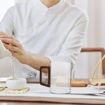 WHAMVOX Glass Coffee Mug Clear Glass Tea Mug With Wooden Handle Glass Cup For Cafe Latte Espresso Hot Drinks