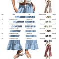 thumbnail image 4 of Women's Checkered Wide Leg Long Pants, High Waist Casual Trousers with Ruffle Hem, Loose Fit Summer Home Vacation Style Pants for Daily Wear Light Blue XL, 4 of 5