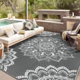 thumbnail image 1 of Findosom 8'x10' Waterproof Boho Outdoor Rug, Foldable Reversible Plastic Straw Rug, Large Patio Rug for Outdoors, RV, Patio, Backyard, Deck, Picnic, Beach, Camping Gray, 1 of 6