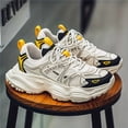 thumbnail image 3 of Men's White Black Chunky Platform Dad Sneakers, Breathable Mesh Fashion Athletic Shoes, Non-Slip Casual Walking Shoes for Daily Wear, 3 of 9