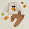 thumbnail image 2 of Okbabeha Toddler Baby Girl Boy Thanksgiving Outfits 3 6 9 12 18 24Month 2t 3t Turkey Sweatshirt Top+Pant Fall Clothes Set, 2 of 8