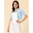 thumbnail image 4 of Bolero de encaje con hombros descubiertos Allegra K Azul Claro L, 4 of 6