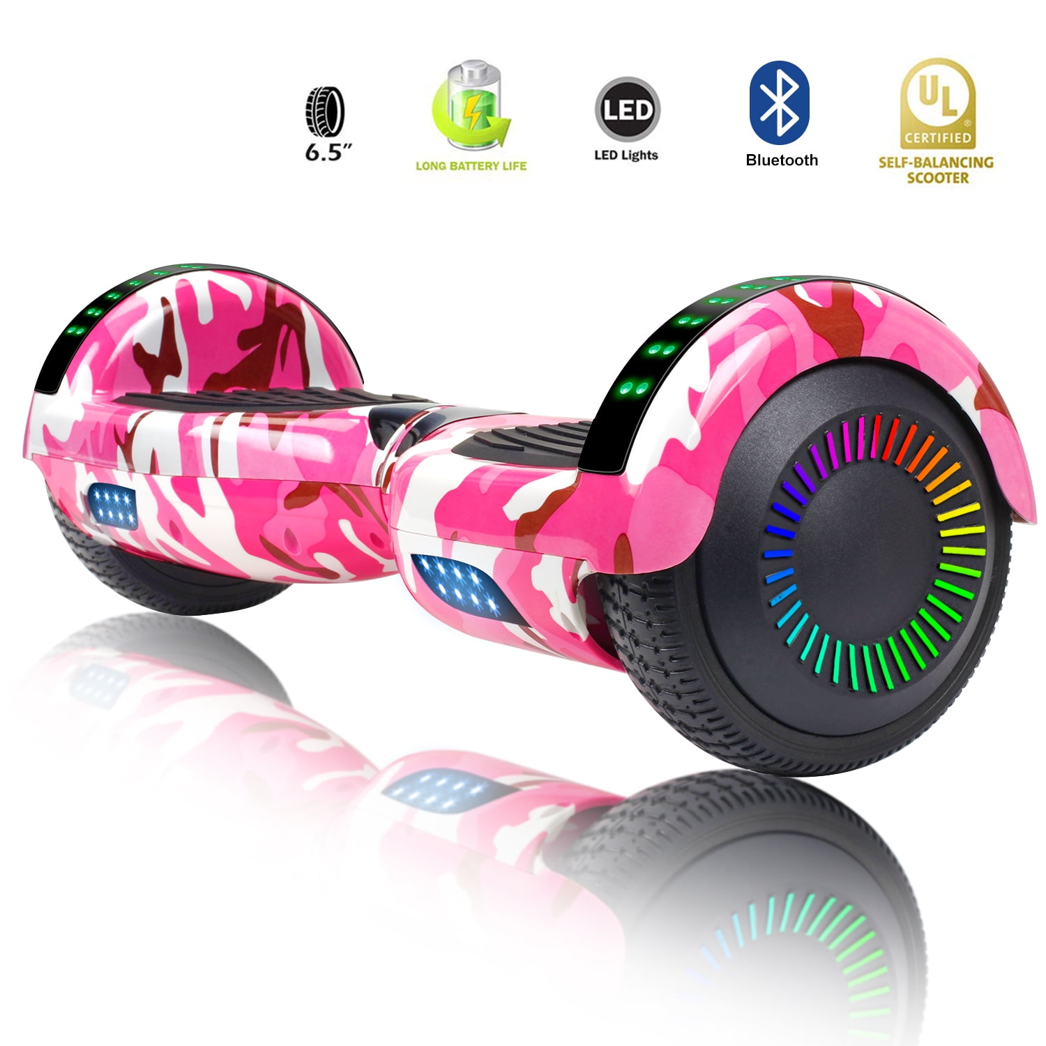6.5" LED Bluetooth Hoverboard Electric Self Balancing Scooter no Bag Pink 