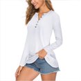 thumbnail image 2 of T-shirts à Col en V à Manches Longues pour Femmes Blouse Henley Manches Longues, 2 of 4