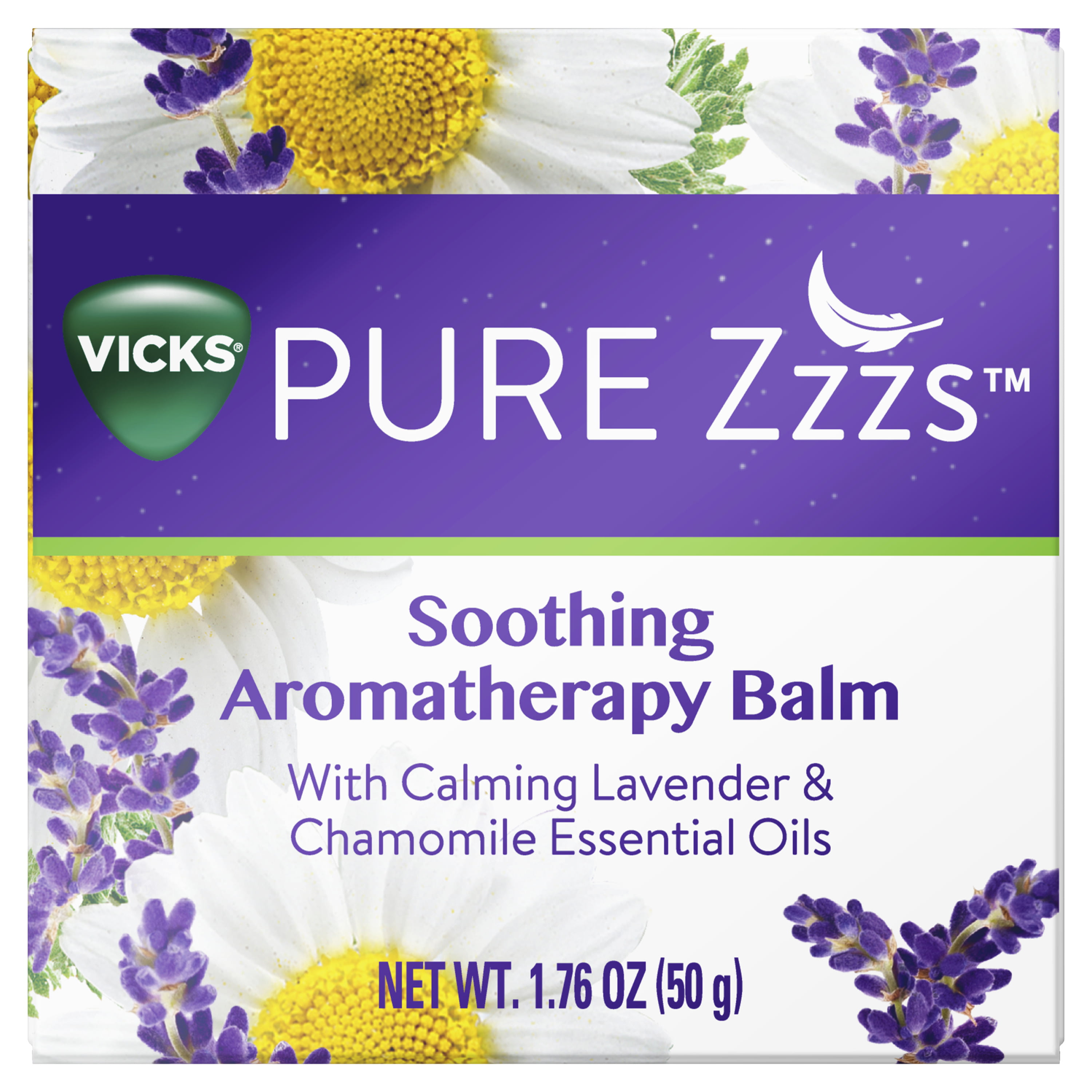 Vicks PURE Zzzs Soothing Aromatherapy Balm with Calming Lavender &  Chamomile Essential Oils, 1.76 oz - Walmart.com