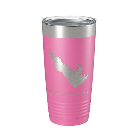 

Cheney Reservoir Tumbler Lake Map Travel Mug Insulated Laser Engraved Coffee Cup Kansas 20 oz Pink