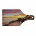 thumbnail image 1 of National Parks Cutting Board, Lighthouse on the Harbor Sea Shoreline with Horizon Sky New England Design, Tempered Glass Cutting and Serving Board, Wine Bottle Shape, Multicolor, by Ambesonne, 1 of 1