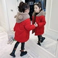 thumbnail image 5 of Otqutp Kids Warm Overcoats Windproof Little/big Kids Girls' Closure Long Sleeve Colorblocked Bear Ears Hooded Zipper Jacket with Big Pockets(Red,9-10 Years), 5 of 6