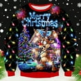 thumbnail image 2 of Telankuip Christmas Sweatshirts for Men Women Funny Animal Graphic Long Sleeve Crewneck Pullovers Shimmer 3D Print Xmas Holiday Stylish Winter Warm Tops Black2 XL, 2 of 4
