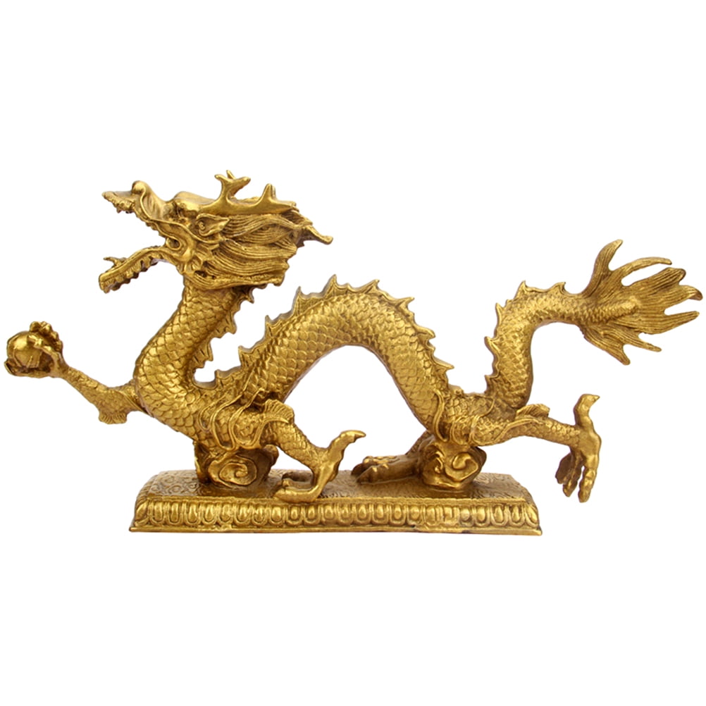 Copper Dragon Ornament Desktop Chinese Dragon Figurine Housewarming