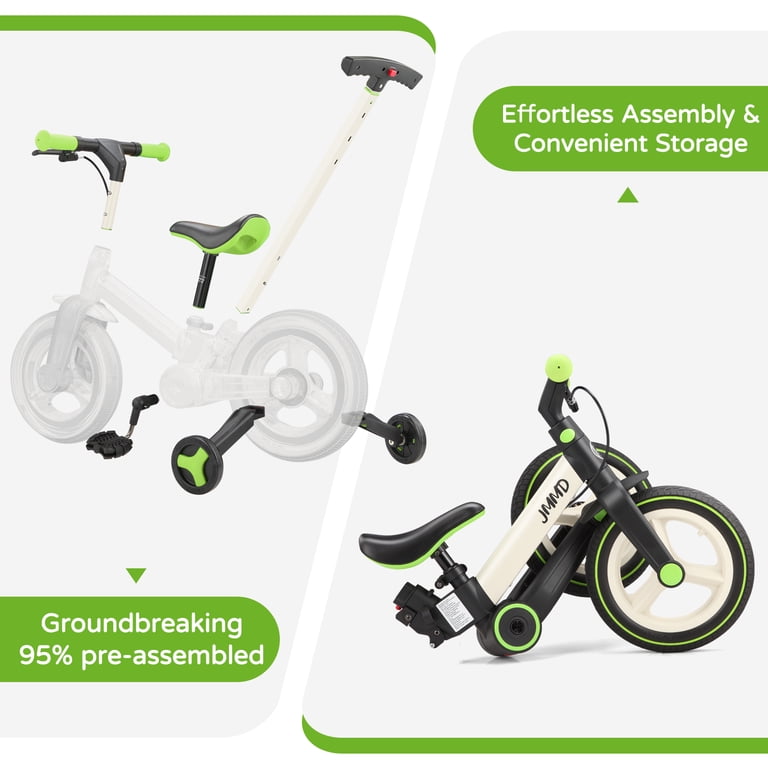 JMMD 6-in-1 Foldable Balance Bike with Training Wheels for Ages 18
