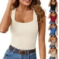 thumbnail image 6 of Gerichy Womens Summer Tops, Women Sleeveless Tops Summer Knit Tank Casual Ribbed Square Neck Blouse Basic Tanks Trendy Solid Color Tee, 6 of 6