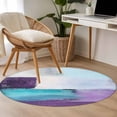 thumbnail image 4 of Round Rugs 3Ft, Purple Turquoise Round Area Rug Washable Indoor Throw Carpet, Modern Geometric Oil Painting Abstract Small Non Slip Circle Rug for Bedroom Living Room Home Decor Aesthetic, 4 of 8