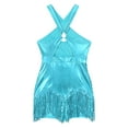 thumbnail image 6 of iiniim Womens Sequins Jazz Leotard Fringed Bodysuit Tassel Latin Performance Dancewear Sky Blue S, 6 of 7