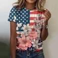 thumbnail image 2 of HEILAU 4th of July Shirts for Women American Flag Graphic Tees Independence Day Crew Neck Floral Print Casual T Shirt Patriotic T Shirts, 2 of 4