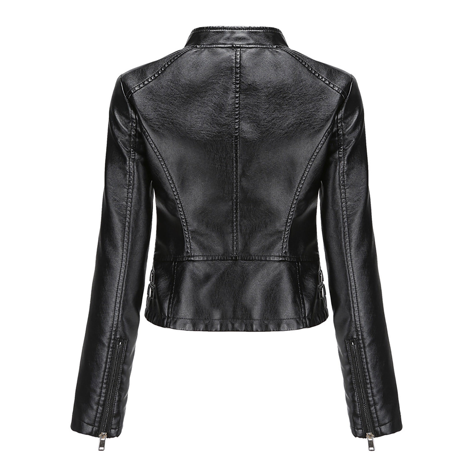 Simua Women's Faux Leather Jackets, Zip Up Motorcycle Short PU Moto Biker Outwear Fitted Slim Coat
