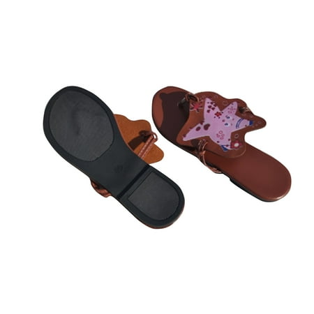 

Xfvqtps Womens Flip Flops Large Size Cute Starfish Printing Flat Bottomed Split Toe Fashionable Comfortable Lightweight Non-Slip Summer Beach Casual Shoes Brown