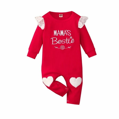 

Honeeladyy Discount Spring And Fall Infant Toddler Baby Flying Sleeves Long Sleeve Embroidered Letters Heart Romper Jumpsuit Bodysuit