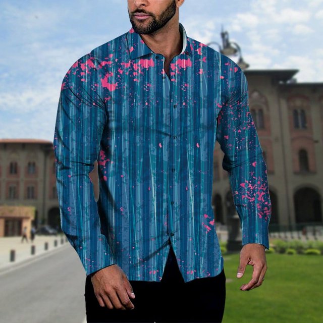Camisa de moda para hombre, con solapa, informal, de calle, con botones, de manga larga, informal, a la moda, transpirable, cómoda, talla grande s-